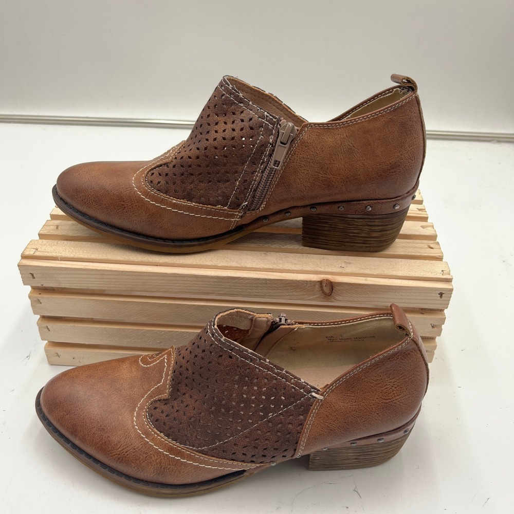 Boutique by Corky's Ankle Booties Kia Western Perforated Brown Womens 9